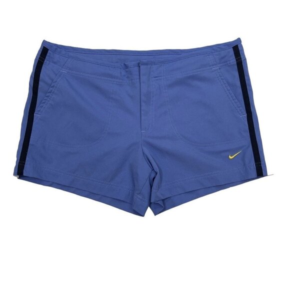 NIKE Athletic Activewear Shorts Women's Large  (12-14) Cobalt Blue Zip Pockets - Picture 3 of 16